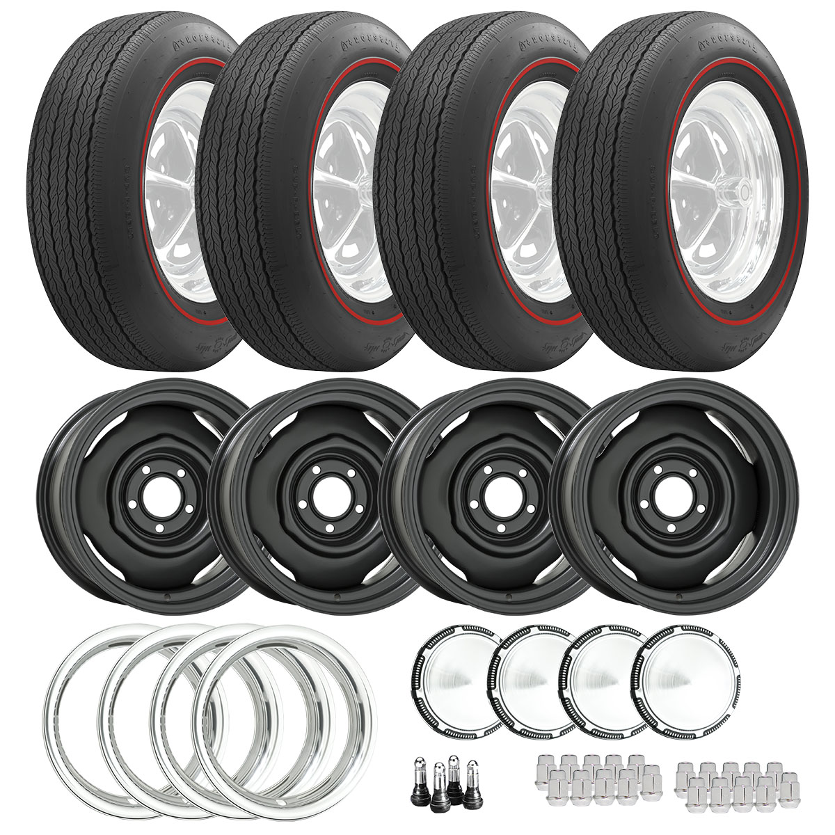 1971 Coronet Firestone Wide Oval Radial FR70-15 Redline MOPAR Rallye Tire/Wheel Package