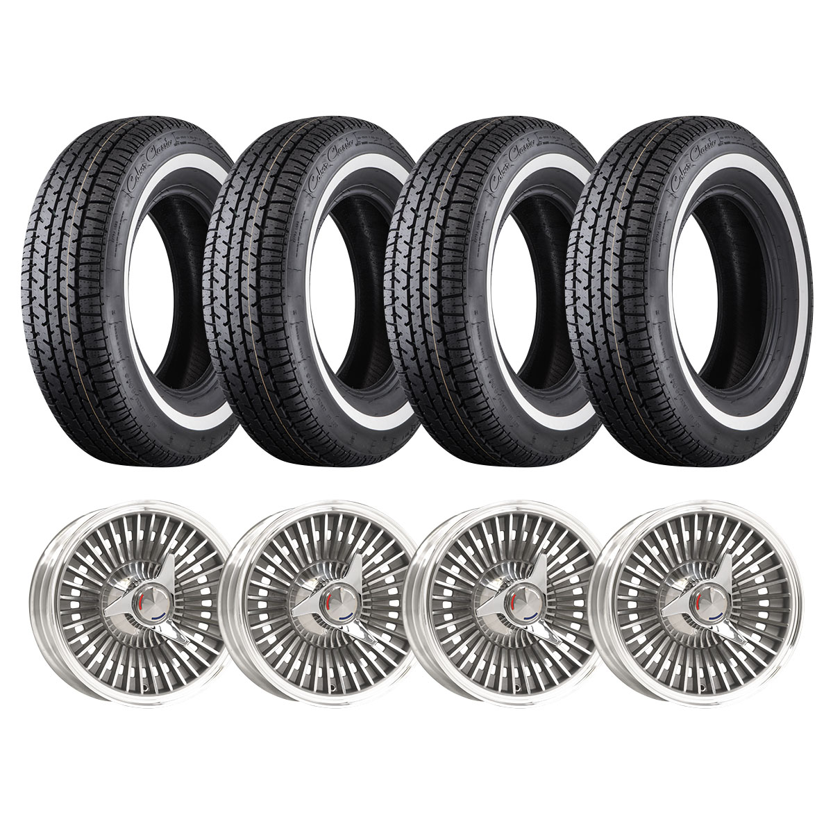 1963-64 Corvette Coker Classic Star Series 205/75R15 Whitewall DBKO OE Tire/Wheel Package