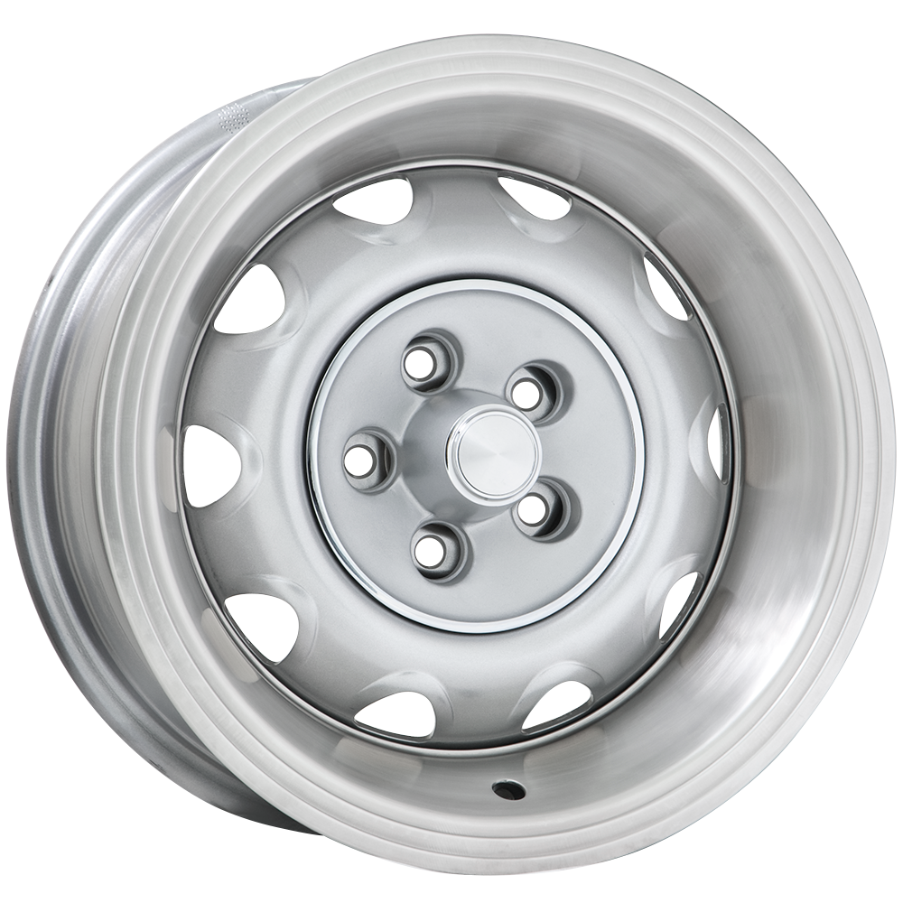 14x7 Chrysler Rallye Silver 5x4.5" bolt 4 1/4" backspace